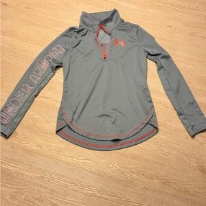 Under Armour Gray with orange Accents Quarter Zip